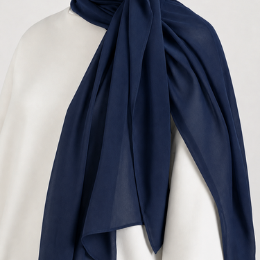 Navy Single Stitched Modal Hijab & Cap Set