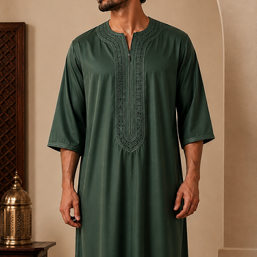 Green Moroccan Zip Thobe