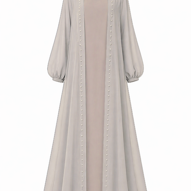 Stone/Mauve Organza Pearl Abaya Set