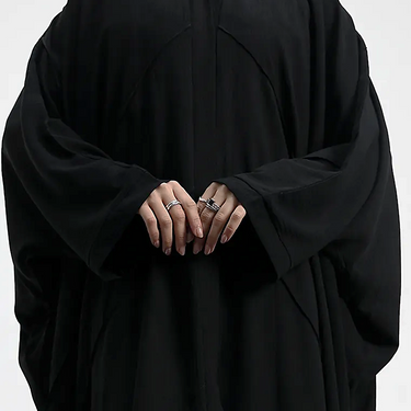 Black Crepe Open Batwing Abaya