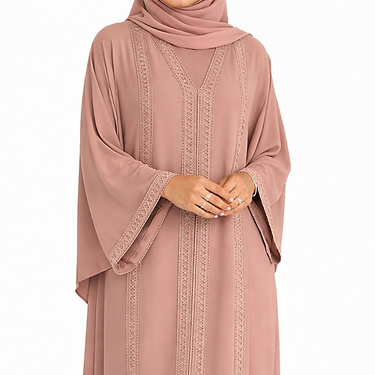 Pink Jamilah Lace Insert Abaya