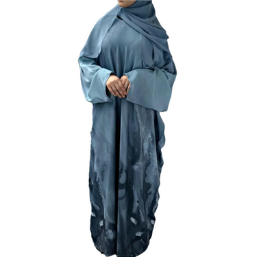Green Watercolour Batwing Closed Abaya