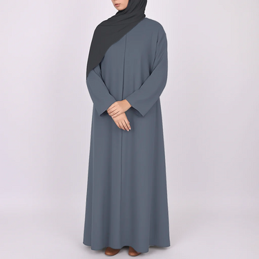 Grey Premium Open Abaya with Buttons