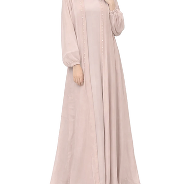 Peachy/Pink Organza Pearl Abaya Set