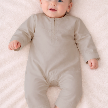 Taupe Baby Romper Omani Cotton Touch