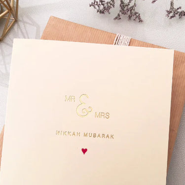 Luxury 'Mr & Mrs Nikkah Mubarak' - Gold Foil