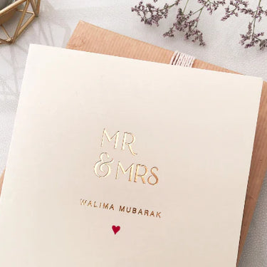 Luxury 'Mr & Mrs Walima Mubarak' - Gold Foil
