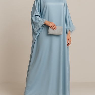 Sky Blue Fairytale Feather Abaya 