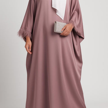 Soft Rose Fairytale Feather Abaya