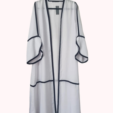 White Tulip Sleeves French Contrast Seam Abaya