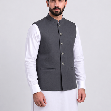 Charcoal Heritage Textured Waistcoat