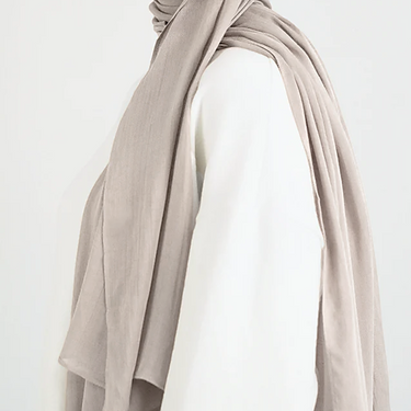Grey Single Stitched Modal Hijab & Cap Set