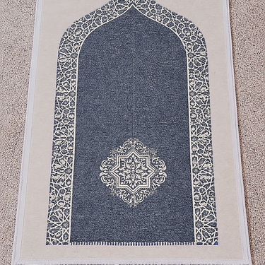 Grey Blue Luxury Double-Sided Chenille Prayer Mat