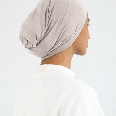 Grey Single Stitched Modal Hijab & Cap Set