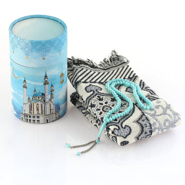 Istanbul Prayer Mat & Tasbih Gift Box - Blue