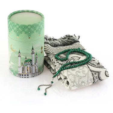 Istanbul Prayer Mat & Tasbih Gift Box - Green