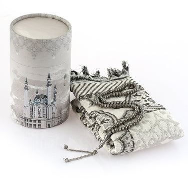 Istanbul Prayer Mat & Tasbih Gift Box - Silver