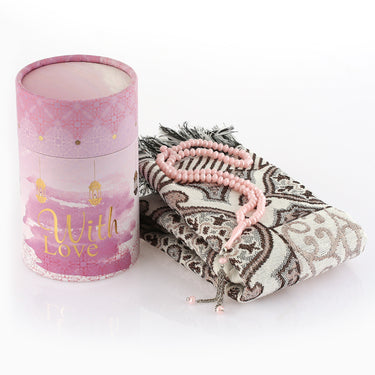 Istanbul Prayer Mat & Tasbih Gift Box - Pink