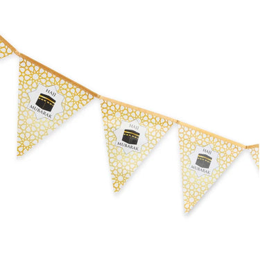 Hajj Mubarak Triangle Bunting - Gold Geo