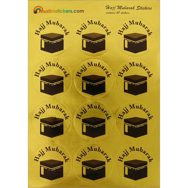 Hajj Mubarak Gold Stickers - 48 Stickers