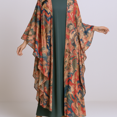 Premium Printed Chiffon Farasha - Green