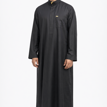 Black Signature Placket Detail Thobe