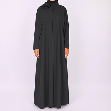 Charcoal Grey Premium Open Abaya with Buttons