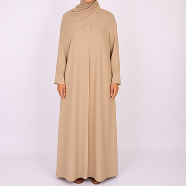 Nude Beige Premium Open Abaya with Buttons
