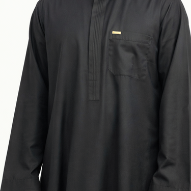 Black Signature Placket Detail Thobe