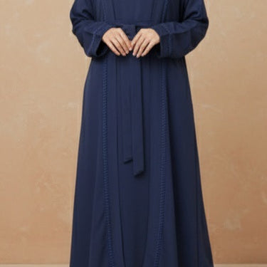 Navy Maysa Satin Abaya Set