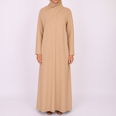 Nude Beige Premium Open Abaya with Buttons
