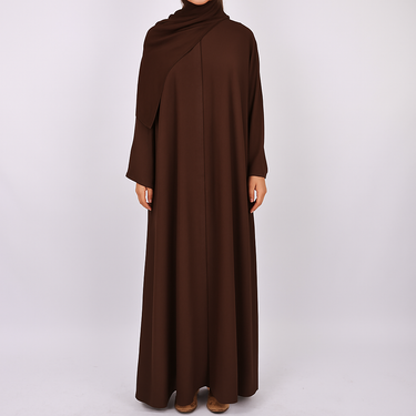 Chocolate Brown Premium Open Abaya with Buttons