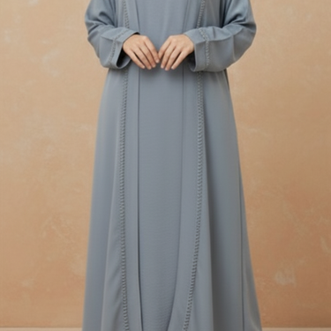 Grey Maysa Satin Abaya Set