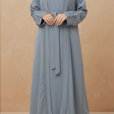 Grey Maysa Satin Abaya Set