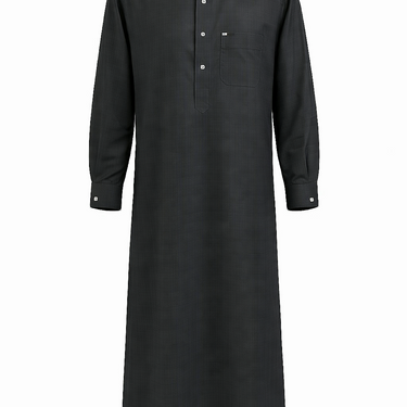 Dark Grey Premium Detail Thobe Silver Accent