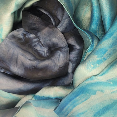 Watercolour Gradient Satin Hijabs - Turquoise