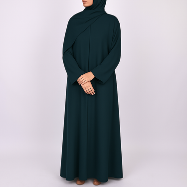 Teal Premium Open Abaya with Buttons