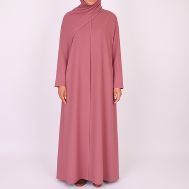 Rose Pink Premium Open Abaya with Buttons