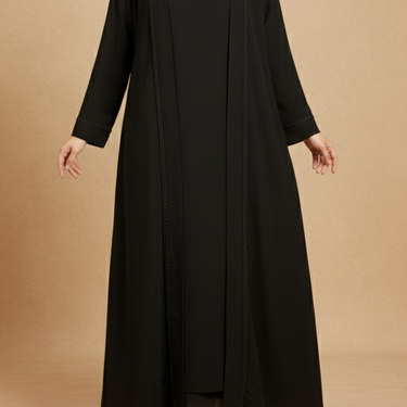 Black Maysa Satin Abaya Set