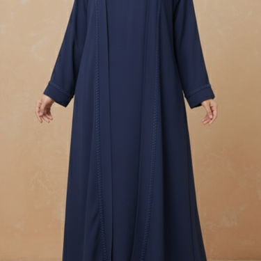 Navy Maysa Satin Abaya Set