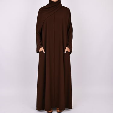 Chocolate Brown Premium Open Abaya with Buttons