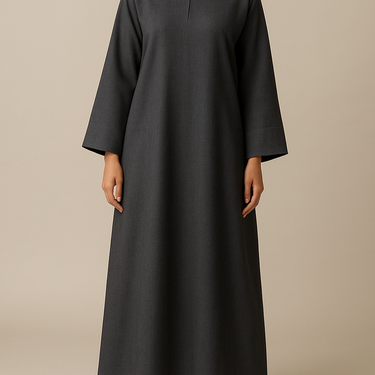 Charcoal Grey Linen Effect Abaya