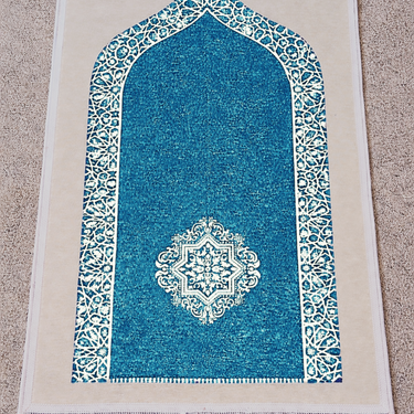 Turquoise Blue Luxury Double-Sided Chenille Prayer Mat