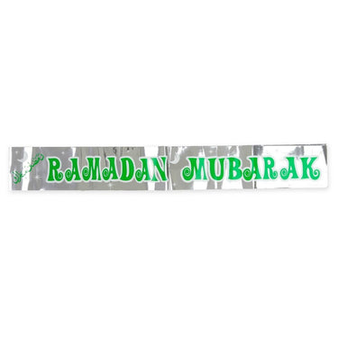 Ramadhan Mubarak Banner Silver & Green