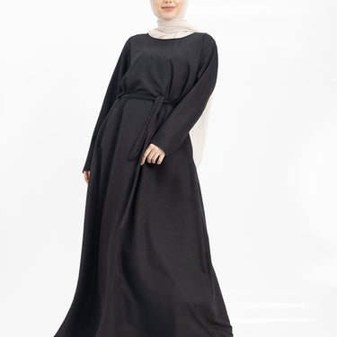 Basic Abaya with Pockets and Belt - Black