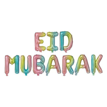 Multicolour Pastel 'Eid Mubarak' Foil Letter Balloons