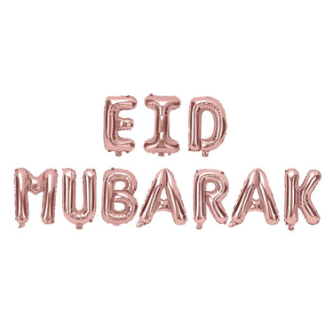 Rose Gold 'Eid Mubarak' Foil Letter Balloons