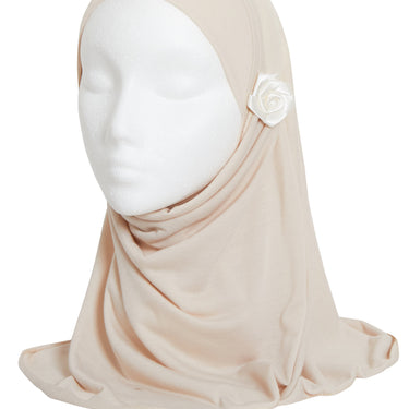 Cream Girls Flower Hijab