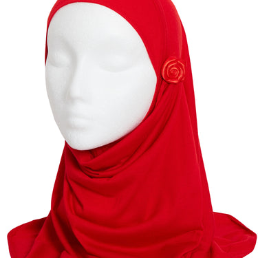 Red Girls Flower Hijab