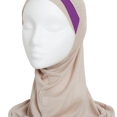 Girls Beige/Violet Diamond Hijab